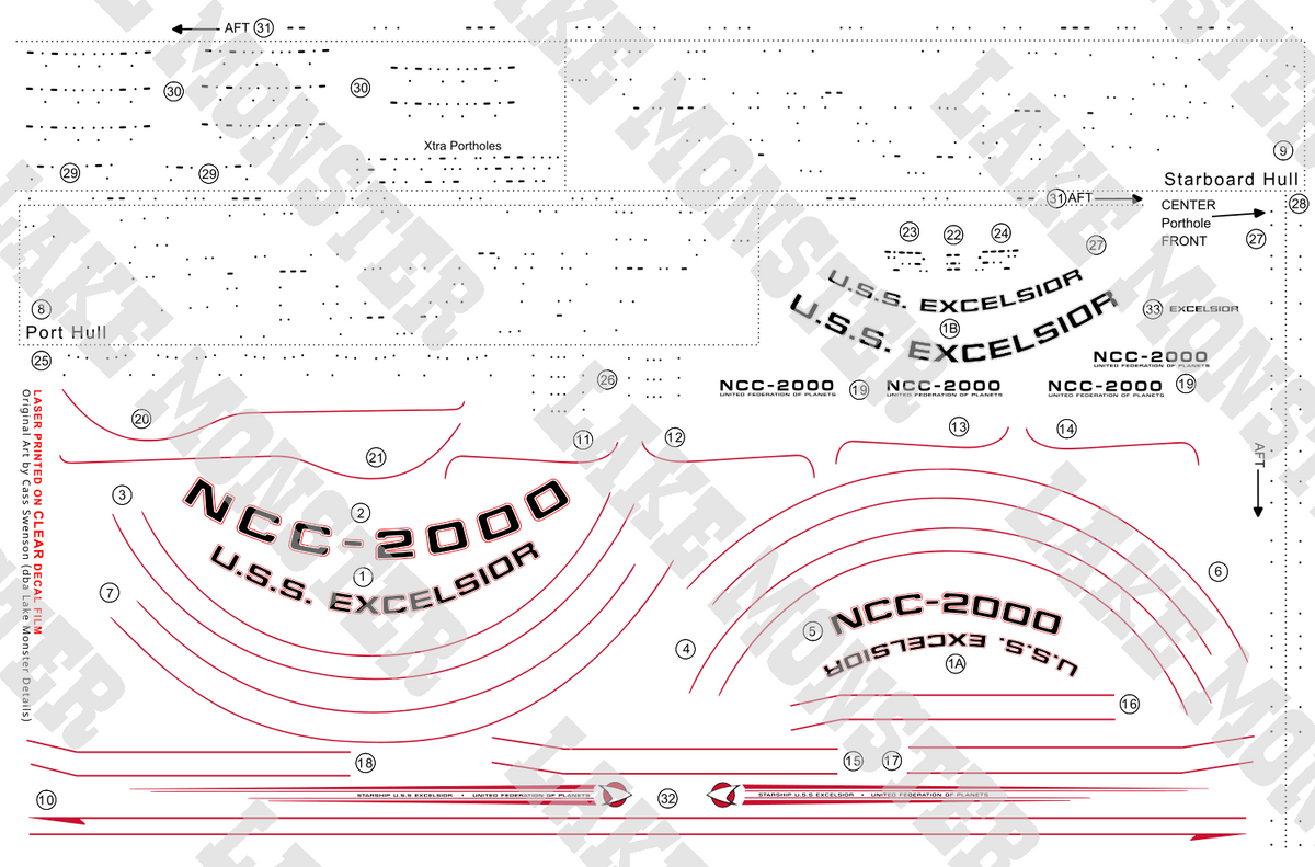 デコガールページ Excelsior Registry & Porthole Decals - 1:1000 – Lake Monster Details