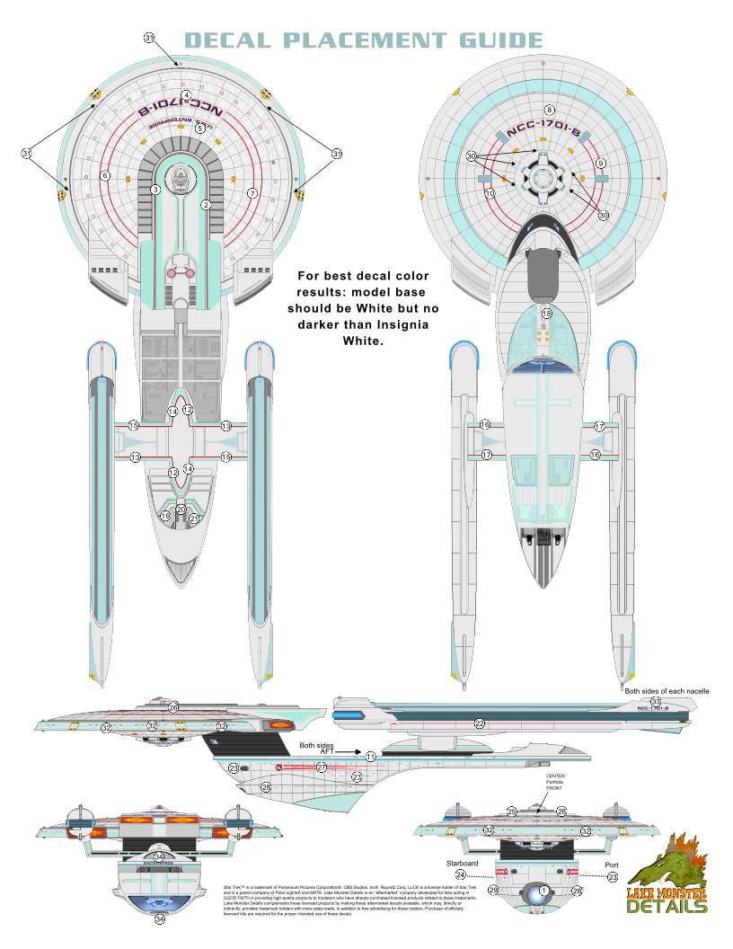 Starship-B Registry And Porthole Decals - 1:1000 – Lake Monster Details